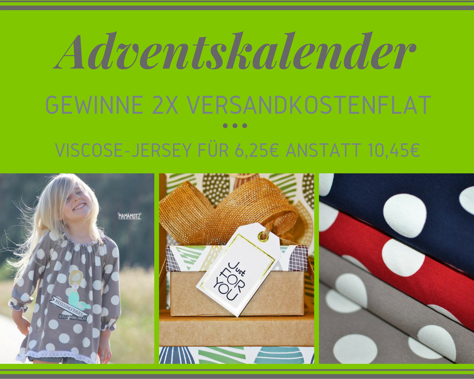 Adventskalender - 14.12.2016 - Stoff - SALE - günstig Stoffe - Viscose-Jersey - Puncte Mari - Hilco - Gewinnspiel - Versandkosten-Flatrate - Glückpunkt.