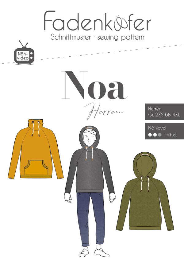 Papierschnittmuster - "Noa Herren" - Hoodie - Fadenkäfer