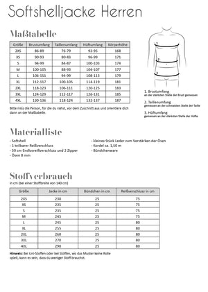 Papierschnittmuster - "Softshelljacke Herren" - Fadenkäfer