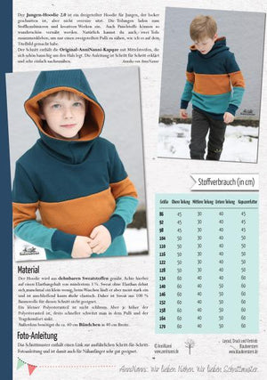 Papierschnittmuster - "Jungen-Hoodie 2.0" - Pullover - AnniNanni